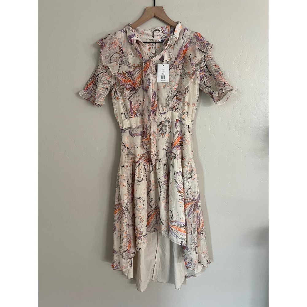 NWT Walter Baker‎ Emma Dress Romantic Vine Floral Ruffle High Low Size 6
